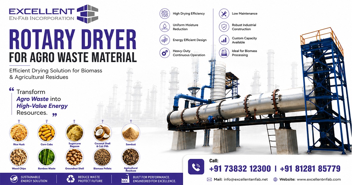 Rotary Dryer for Agro Waste Material in Jamaica